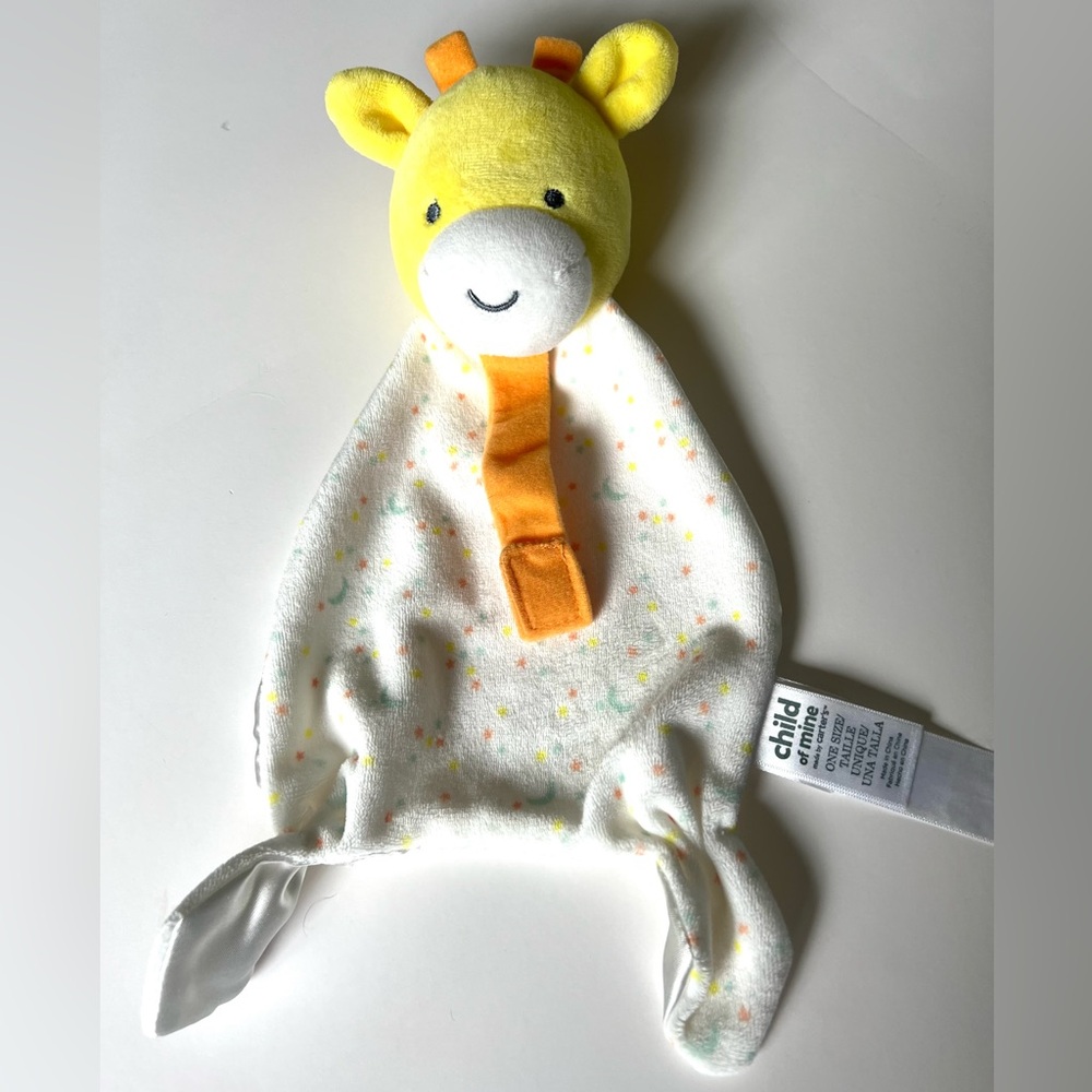 Child of Mine Lovey Plush Giraffe Security Blanket Soft Rattle Pacifier Holder